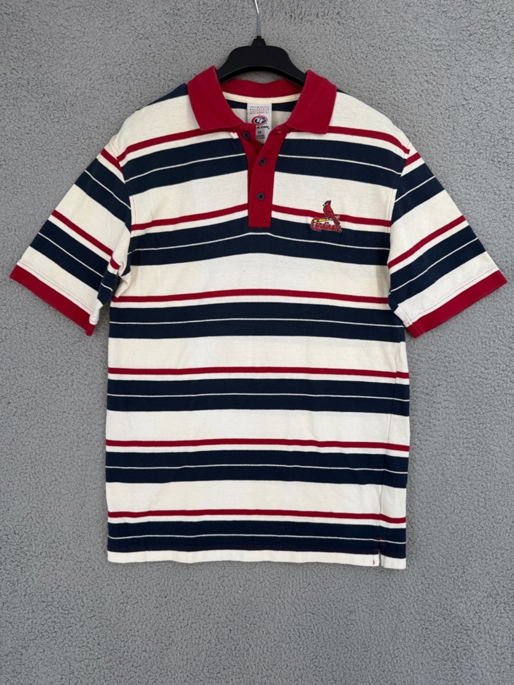 St. Louis Cardinals MLB True Fan men’s medium short sleeve polo shirt Striped